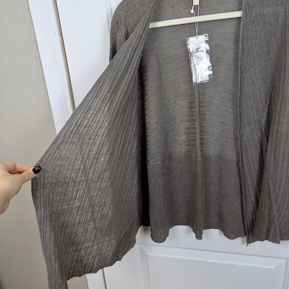 Eileen Fisher | Brown Ribbed Organic Linen Crossover Cardigan Size Extra Large - Picture 8 of 8